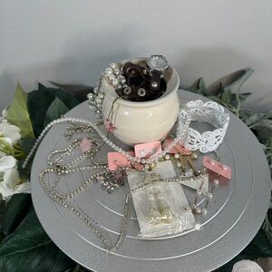 Little Honey Jar  Mystery Jewelry White Themed With Necklaces And Earrings
